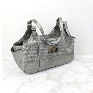 Nicole Miller Gray Snake Skin Shoulder Bag